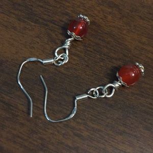 Genuine Carnelian and Sterling Silver Earrings